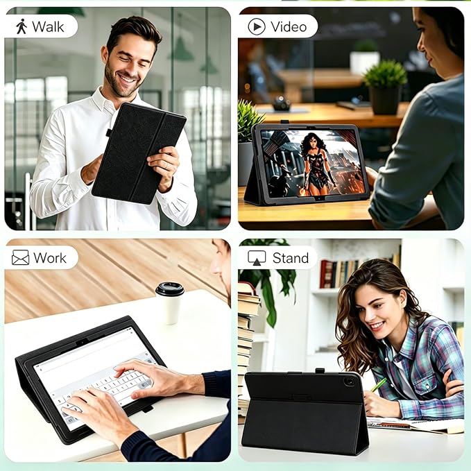 Case for T-Mobile Revvl Tab 2 Tablet - Folio Premium PU Leather Protective Stand Cover with Auto Sleep/Wake Almond Blossom