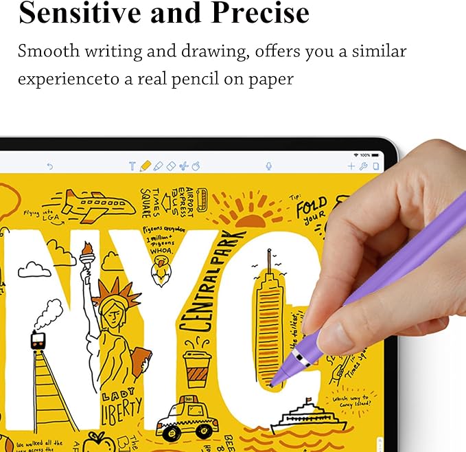 Stylus Pen for Touchscreen Kenkor Rechargeable Digital Fine Point Active Tablet Pencil Stylus Pen for iPhone/Switch/Android/Apple iPad Pro/Air/Mini/Samsung/Cellphone/Tablet Drawing &amp Writing - B