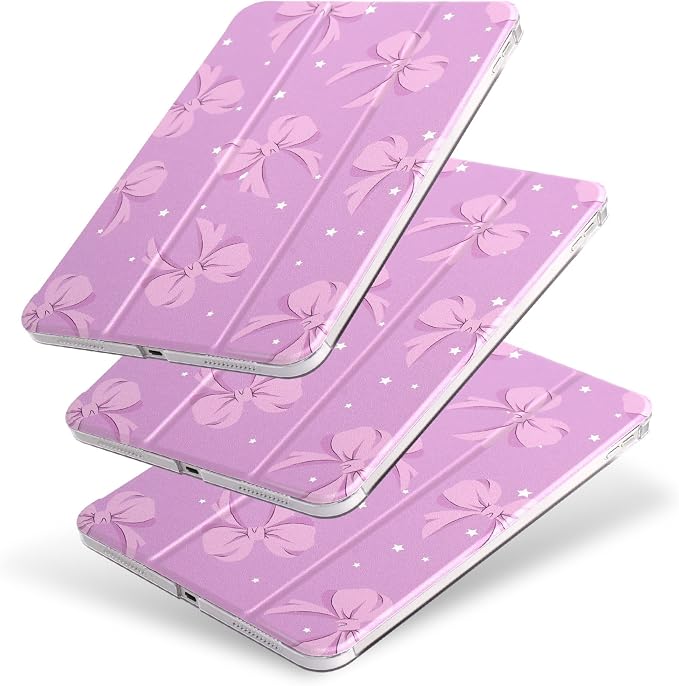 case for ipad 11th Generation11 Inch 2025 (A16 Chip) &amp 10th Gen 10.9 Inch 2022 - Slim Scratch-Resistant Hard PC Translucent Back Shell Smart Cover Wake/Sleep FunctionBlack Bow
