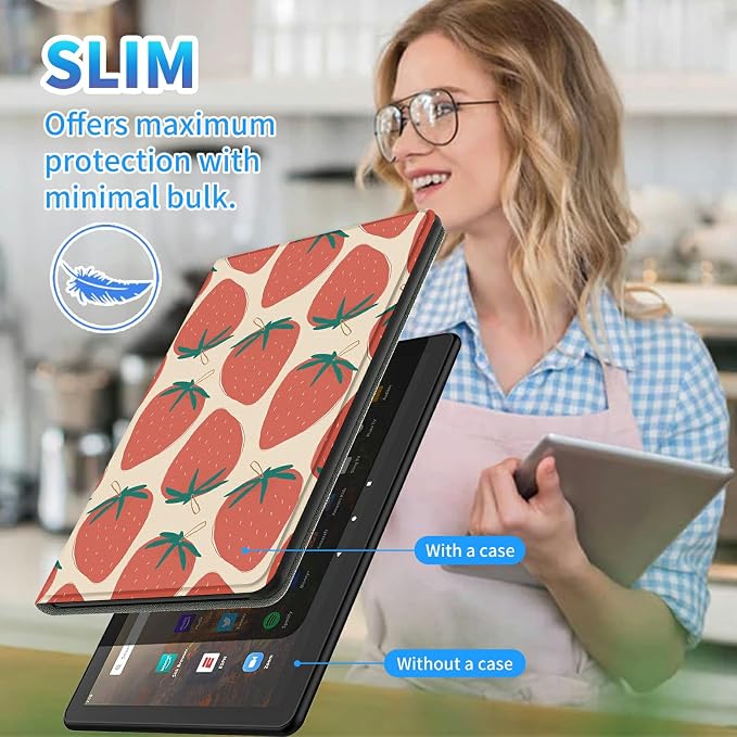 for All-New Kindle Fire HD 10 &amp 10 Plus Tablet (13th/11th Gen 2023/2021 Release) 10.1 + Screen Clean Pad Slim PU Leather Multi-Angle Kickstand Cover with Auto Wake/Sleep Horse with US Flag