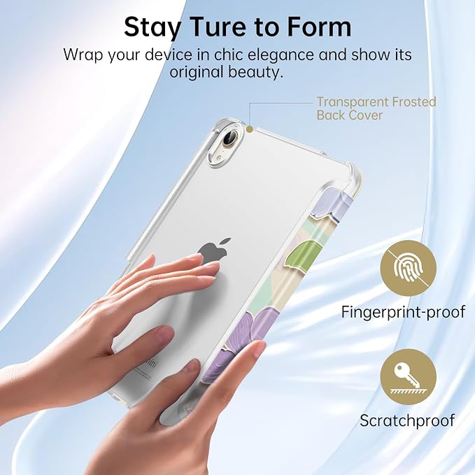 MoKo for iPad mini A17 Pro Case 8.3 Inch 2024 iPad mini 7th/6th Case 2021 | For iPad Mini Case with Pencil Holder Light Trifold Smart Protective Cover with Hard PC Translucent Back Shell Agave Gree