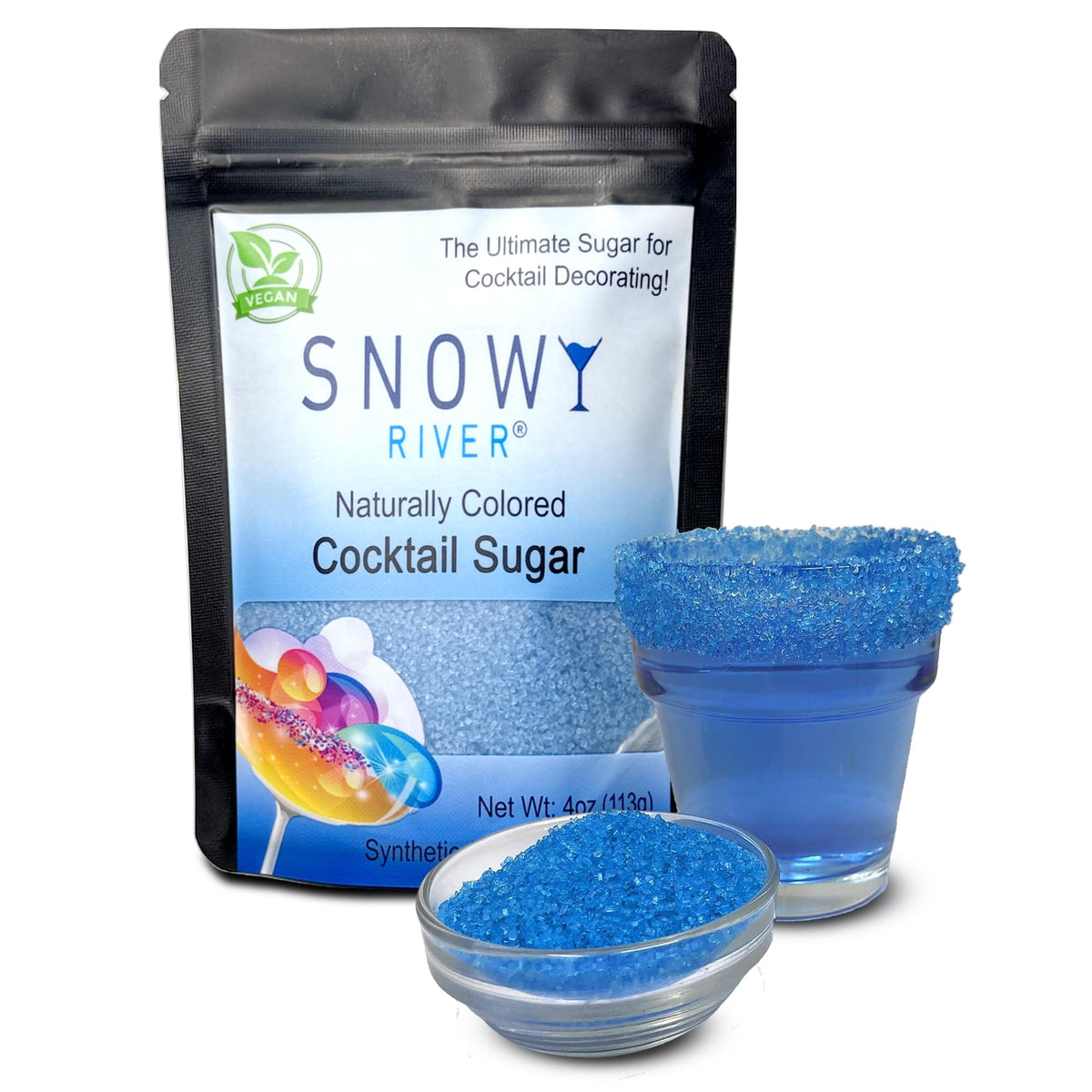 Snowy River Blue Dream, Cocktail & Margarita Sugar Rimmer - Vibrant Naturally Colored Sugar for Cocktail Rimming, Baking & Decorating, Medium Crystal - 80oz