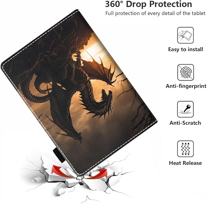 Case for Amazon Kindle Fire HD 10 Tablet 10.1 (9th/7th Generation 2019/2017 Release) - PU Leather Folio Case with Smart Auto Wake/Sleep African American Girl