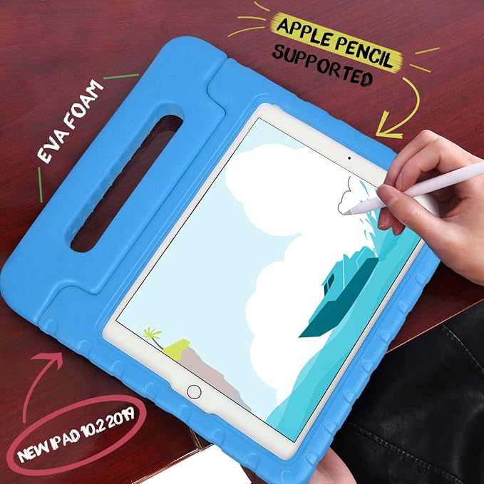 HDE Case for iPad 9th Generation Kids Shockproof Cover 10.2 inch with Handle Stand fits 2021 9th Gen 2020 8th 2019 7th Tablet - Black