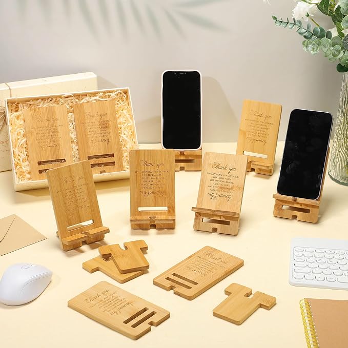 Ripeng 30 Pcs Employee Appreciation Gifts Bulk Bamboo Phone Stand for Desk Office Workers Inspiration Thank You Gift for Team Coworkers Staff Volunteer Nurse Teacher Colleagues Gratitude (Inspiration)