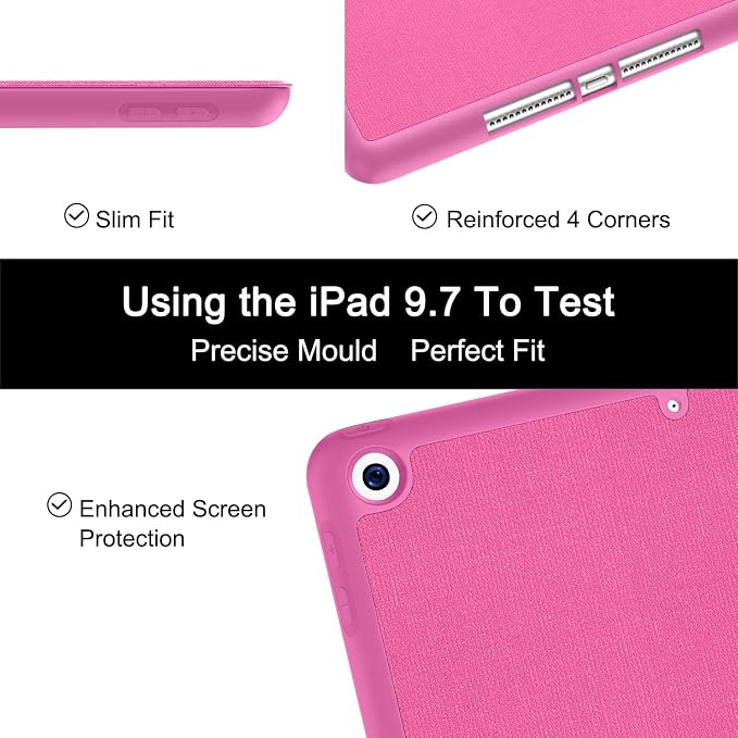 Soke Case Fits for iPad 6th/5th Generation with Pencil Holder - [Full Body Protection + Auto Wake/Sleep] Shockproof Soft TPU Back Cover for Apple iPad 9.7 inch 2018/2017 Black