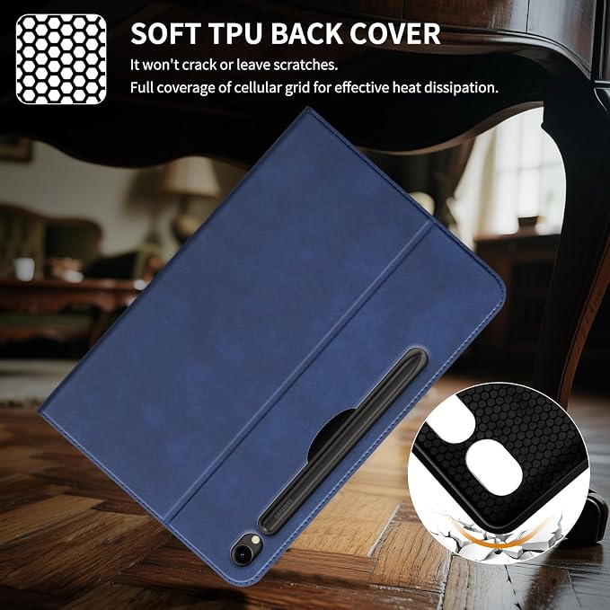 Case for Samsung Galaxy Tab S10 Lite/S10 FE/S9 FE/S9 10.9/11 | Microfiber Leather Protective Cover with S Pen HolderSmart Folio Auto Sleep/WakeAdjustable StandShockproofSlimBlack