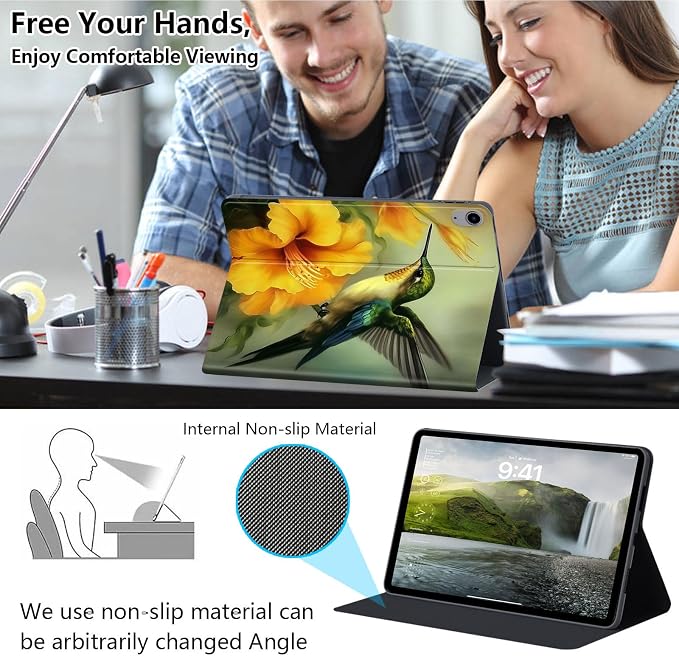Case for iPad Air 11-inch (M4 2026 / M3 2025 / M2 2024) iPad Air 5th/4th Gen (2022/2020) 10.9 Slim PU Leather Folio Stand &amp Auto Sleep/Wake Protective Smart Cover Tree Fluorescent