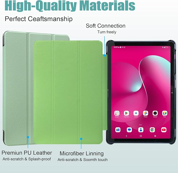 ACdream Case for T-Mobile Revvl Tab 2 10.1 Tablet 2025 Model:9185W(NOT FIT Revvl Tab 5G 10.36) with [Glass Screen Protector] Slim Lightweight Smart Shell Stand Cover Magnetic Feature Agave Green