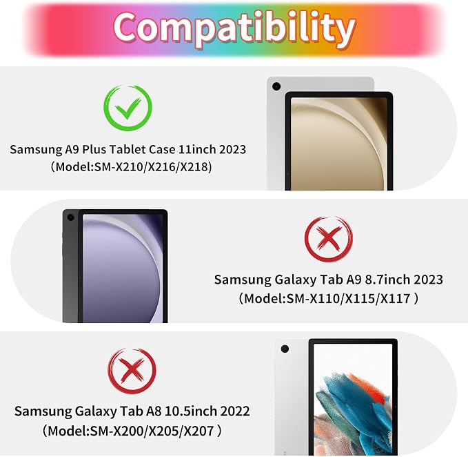 WESADN Case for Samsung Galaxy Tab A11+ Plus 2025Galaxy Tab A9+ Plus Case 11 Inch 2023 Kids Girls with Screen Protector/360 Rotating Kickstand/Lanyard Kids Cute Silicone Full Body Protective Cover