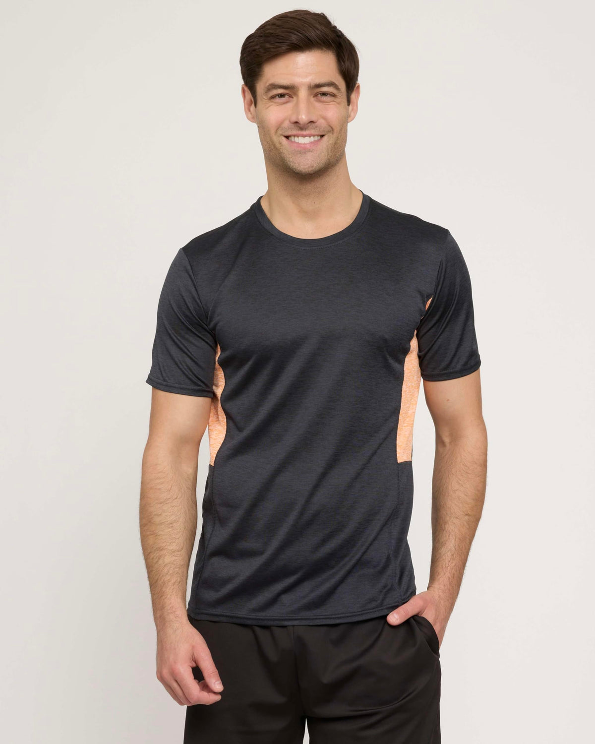 Real Essentials 5 Pack: Men's Dry-Fit Short Sleeve Crew Neck T Shirts Fitness Running Gym Workout Cool Exercise Athletic Tee, Set 7, Small