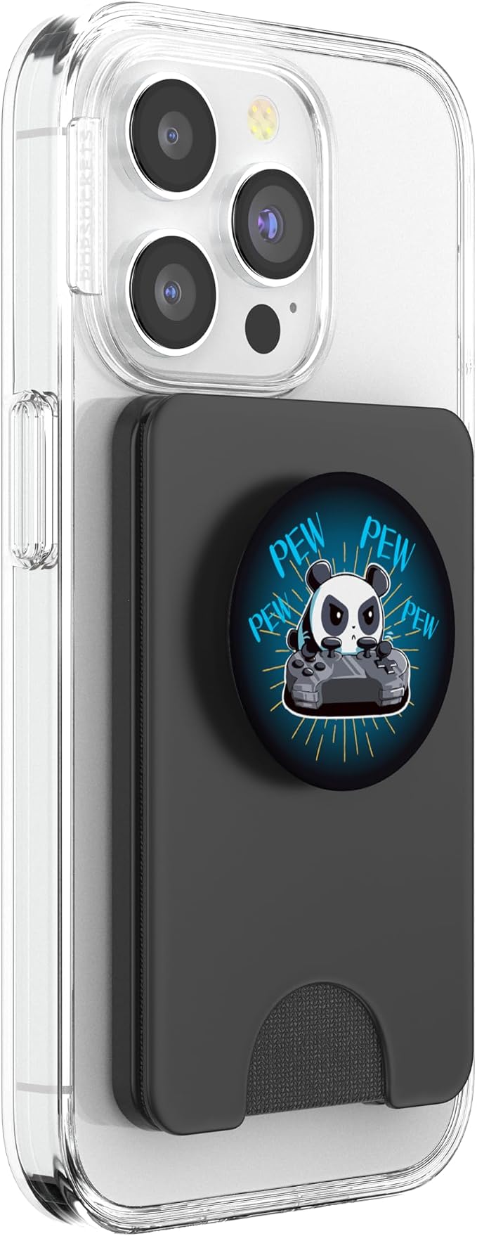 Funny Gamer Pew Pew Panda PopSockets PopGrip: Swappable Grip for Phones &amp Tablets PopSockets Adhesive PopGrip