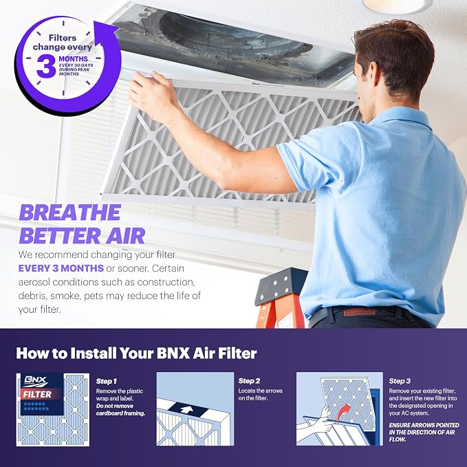 BNX TruFilter 20x25x4 MERV 8 Air Filter 2-Pack