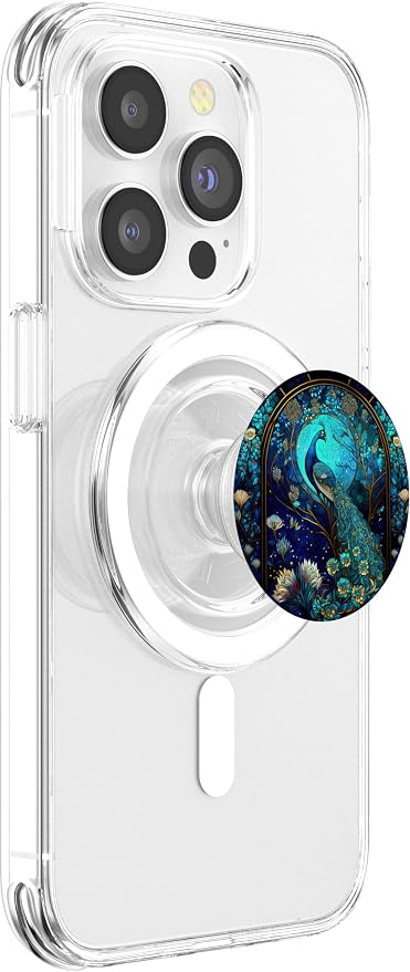 Galaxy Peacock Mysterious Floral Peacock Moon PopSockets Adhesive PopGrip