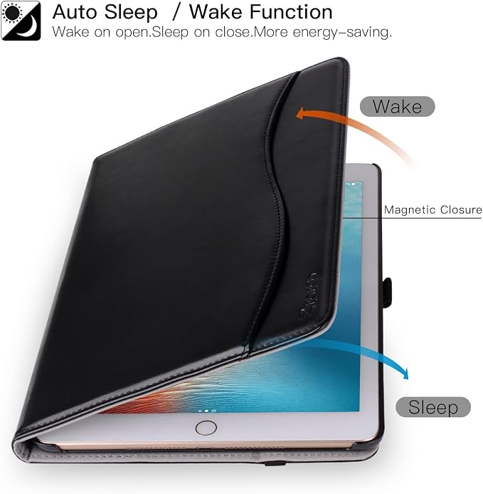 ZtotopCases for iPad 6th/5th Generation 9.7 Inch 2018/2017 iPad Air 2 &amp 1 Case Premium PU Leather Business Folding Cover with Auto Wake/Sleep Multiple Viewing Angles for iPad Air 2nd/1st Gen Bl