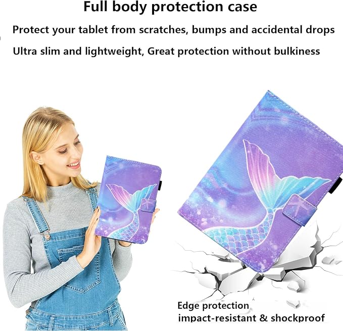 for iPad Air 3 10.5 inch Case 2019 (3rd Generation) &amp iPad Pro 10.5 2017 Cover with Stand/Pencil Holder/Pockets [Auto Sleep/Wake] Magnetic Smart PU Leather Cover Pink Mermaid Tail Scale