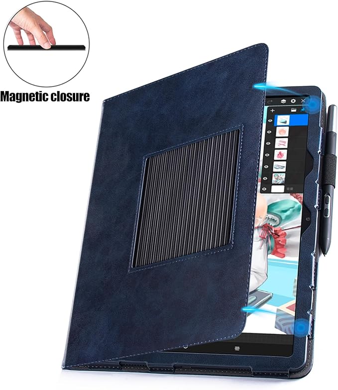 Case for Wacom MovinkPad 11 TabletDark Blue | Multiple-Angles Viewing StandPremium PU Leather Protective Cover with Pen Holder Loop