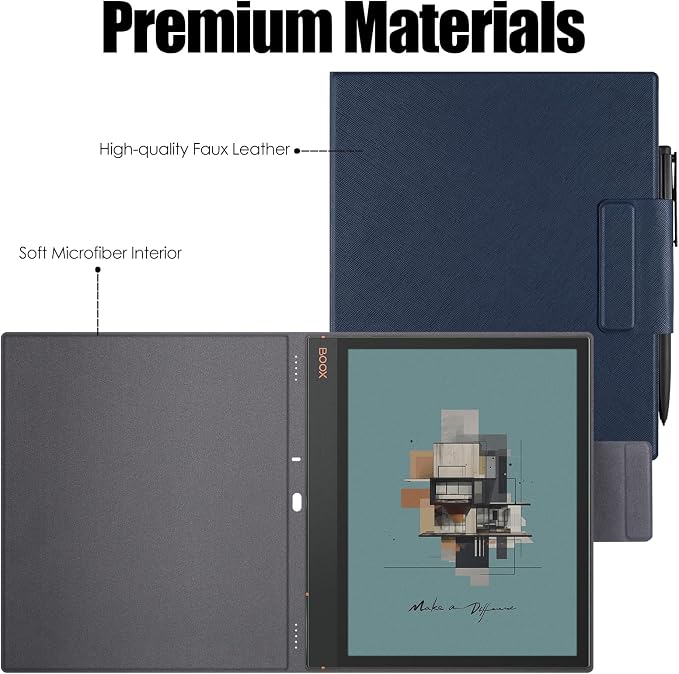 Magnetic Case for 10.3 Boox Note Air 5 CDark Blue | PU Leather Protective CoverSlim &amp LightweightPen Buckle Designwith Auto Sleep/Wake