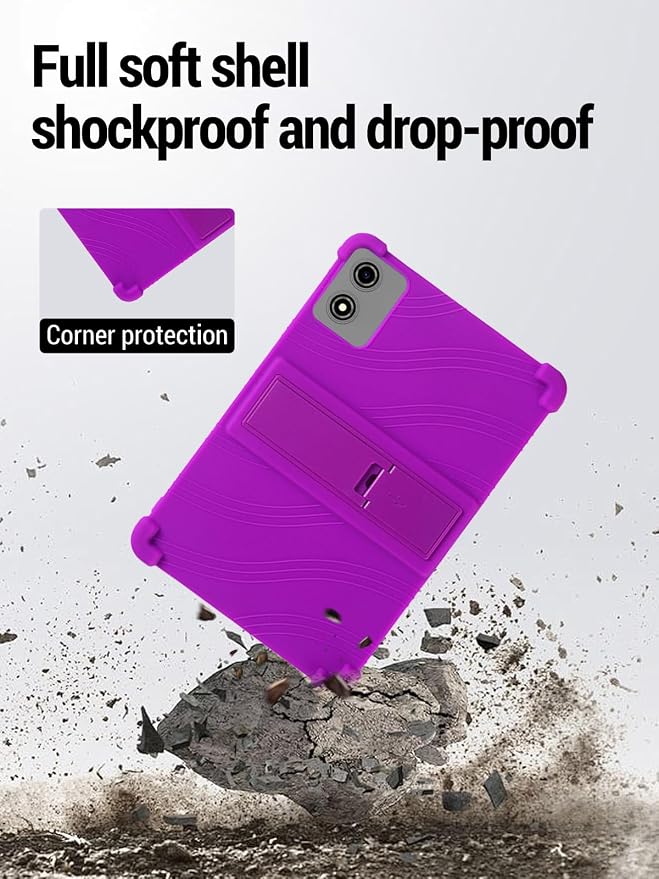 for YLEEBG P30（10 Inch） Android 15 Tablet Protective caseShockproof Lightweight Silicone Protective Cover with StandChild-Friendly ProtectionEasy to Clean DesignPurple