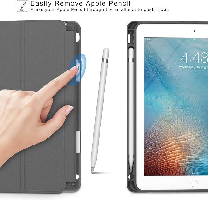Soke Case Fits for iPad 6th/5th Generation with Pencil Holder - [Full Body Protection + Auto Wake/Sleep] Shockproof Soft TPU Back Cover for Apple iPad 9.7 inch 2018/2017 Black