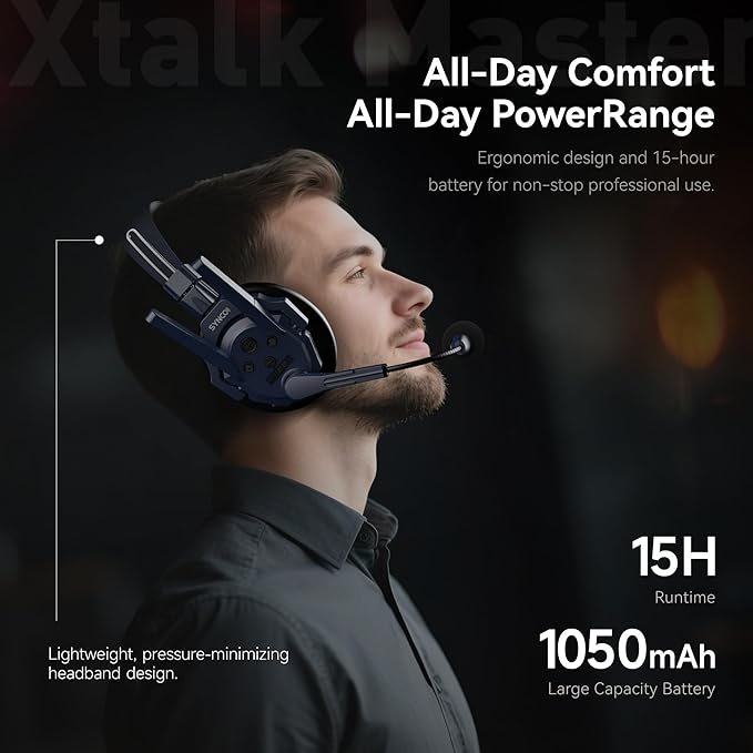 SYNCO Xtalk Master Wireless Intercom Headset System,4 Person 2.4GHz 500m/1640ft Headset with Noise Reduction Program,Real-time Monitoring