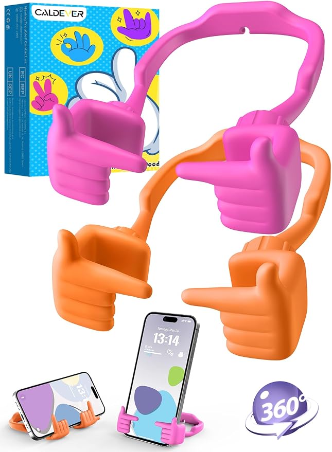 Phone Stand Holder for Desk Stocking Stuffers for Teenage Girls Boys (2 Black/Macaron Blue)