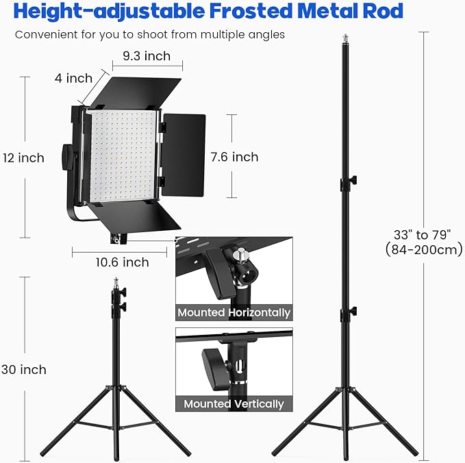 Photography Video Lighting Kit, Upgraded Bi-Color LED Video Studio Lights with Dimmable 2500k~8500k and 79" Light Stand for Camera Photo Recording Filming Stage Shooting Streaming YouTube TikTok
