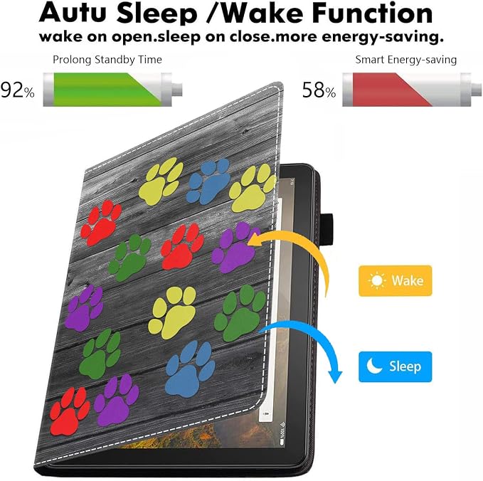 Case for Amazon Kindle Fire HD 10 &amp 10 Plus Tablet 10.1 (13th/11th Generation 2023/2021 Release) - PU Leather Folio Case with Smart Auto Wake/Sleep American Flag Camo