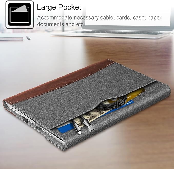 Fintie Case for 12.3 Inch Microsoft Surface Pro 7 Plus Surface Pro 7/6/5/4/3 - Portfolio Business Cover with Pocket Compatible with Type Cover Keyboard Black