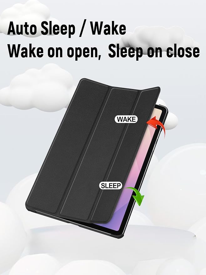 Case for Nook Reading Tablet 8.7 Inch 2026 (Black) | Scratch Resistant Leather Texture Cover with Trifold Stand Auto Sleep/Wake