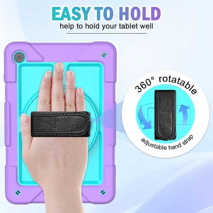 BMOUO for Samsung Galaxy Tab A9+ Plus Case 11 2023 (SM-X210/X216/X218) Shockproof Galaxy Tab A9 Plus Case with Rotating Stand and Hand/Shoulder Strap Black