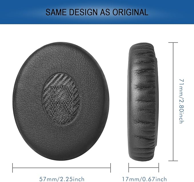Ear Pads Replacement for Bose On-Ear 2 Headphones, GVOEARS Ear Cushion Pad for Bose OE2 / OE2i / SoundTrue/SoundLink OE Wireless Headphones, Durable & Longer Lasting (Black Pad)