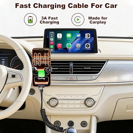 Coiled USB C Charger Cable for CarPlay [3ft 2Pack]USB A to USB C CableDurable Braided Type C Fast Charging Cable for iPhone 17/16/15/Pro/Pro MaxGalaxy S26/25/S24Android Devices（Black）