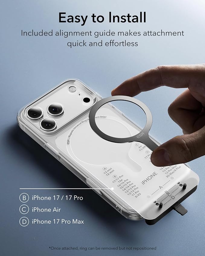 ESR for MagSafe Sticker MagSafe Ring for iPhone 17 Samsung Galaxy | 4 Pack Metal Ring Universal Magnetic Wireless Charger Conversion Kit for Google Pixel 10 Magsafe Accessories Black &amp White