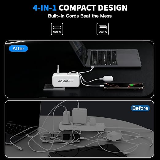 4-in-1 Retractable Wall Charger