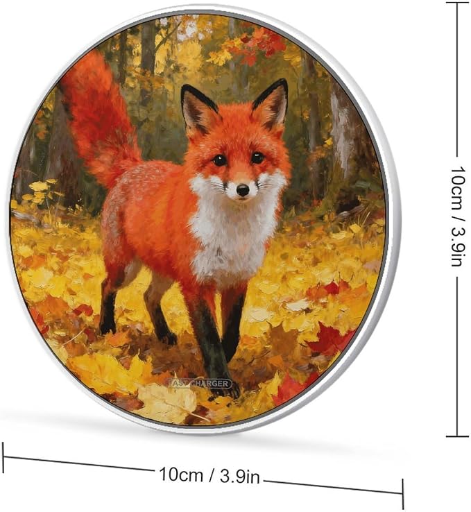 Maple Forest Fox Shadow Wireless Charger with Aluminum Alloy Frame Qi Certified Fast Wireless Charging Pad 10W Charging Station Portable Phone Charger for All Wireless Charging Phone