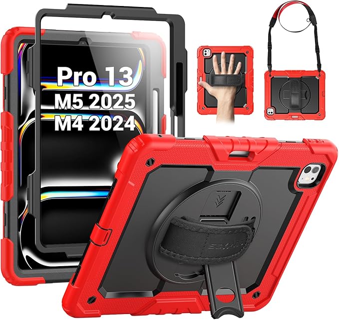 SEYMAC for iPad 9th/8th/7th Generation Case 10.2 2021-2019 Full-Body Shockproof Protective Case with Screen Protector Rotating Stand/Handle/Shoulder Strap for iPad 10.2 Blue/Black