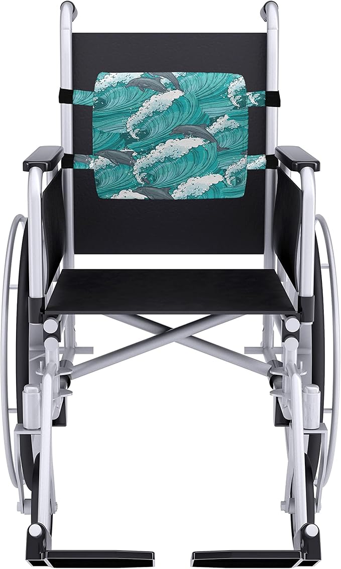 Ambesonne Sea Animals Lumbar Back Support Pillow, Wavy Ocean with Dolphins Windy Surfing Doodle Style Art Print, High Density Foam for Office Chairs Car Seats, 14" x 13", Charcoal