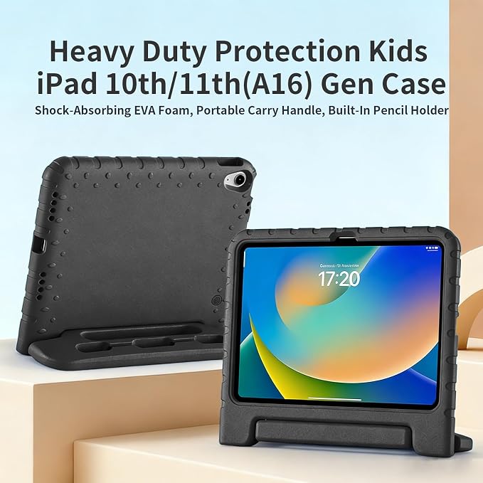 Case for iPad Pro 12.9 Case 2022/2021/2020/2018 with Pencil Holder &amp Hadle Stand Super Protection Kids Proof Cover for iPad Pro 12.9 inch 3rd/4th/5th/6th Generation Black