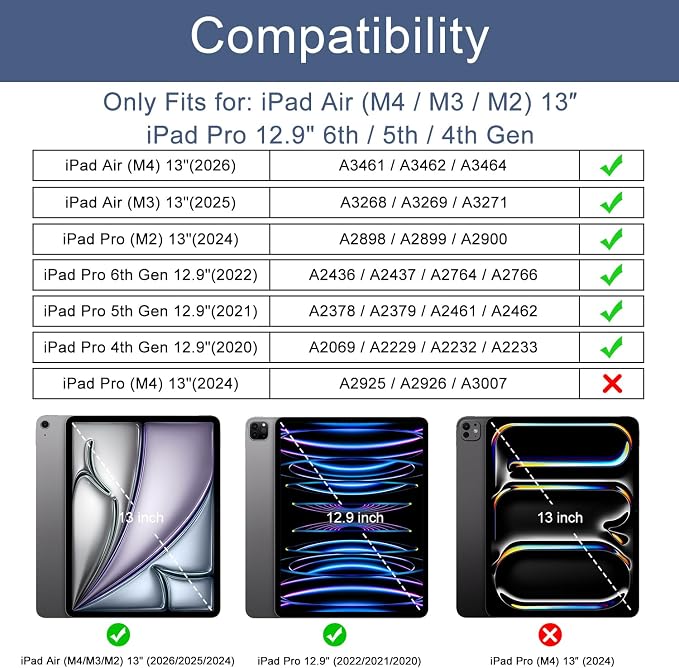 Soke Case for iPad Air 13 Inch (M4/M3/M22026-2024) iPad Pro 12.9 6th/5th Generation with Pencil Holder(2021 2022 Release)-[Apple Pencil Charging + Auto Wake/Sleep] Soft Back Cover Book Black