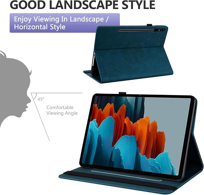 Dteck Wallet Case for Galaxy Tab S10+/S9+/S7 FE/S8+/S7 Plus 12.4 Tablet Premium PU Leather Folding Stand Auto Wake/Sleep Pen Holder Case with Hummingbirds