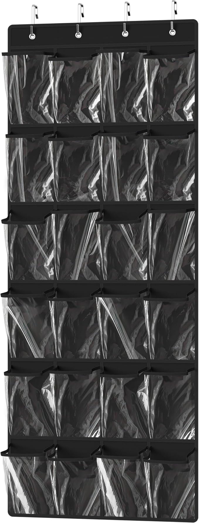 Simple Houseware 24 Pockets Large Clear Pockets Over The Door Hanging Shoe Organizer, Black (56" x 22.5")