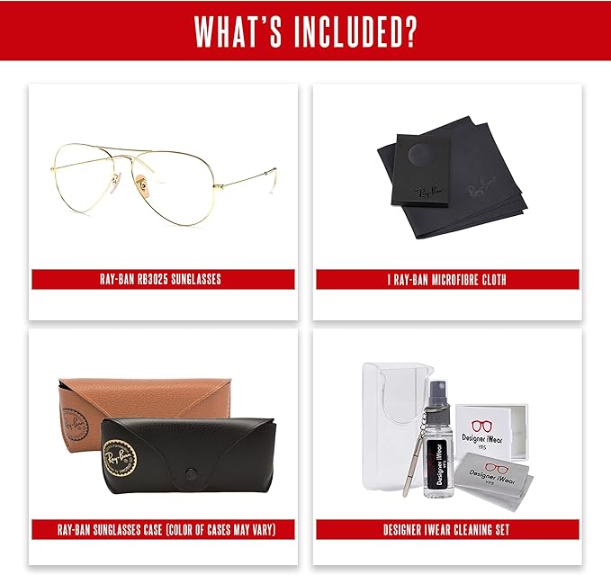 Ray-Ban RB3025 Metal Aviator Sunglasses For Men For Women +BUNDLE with ACCESSORY EYEWEAR KIT
