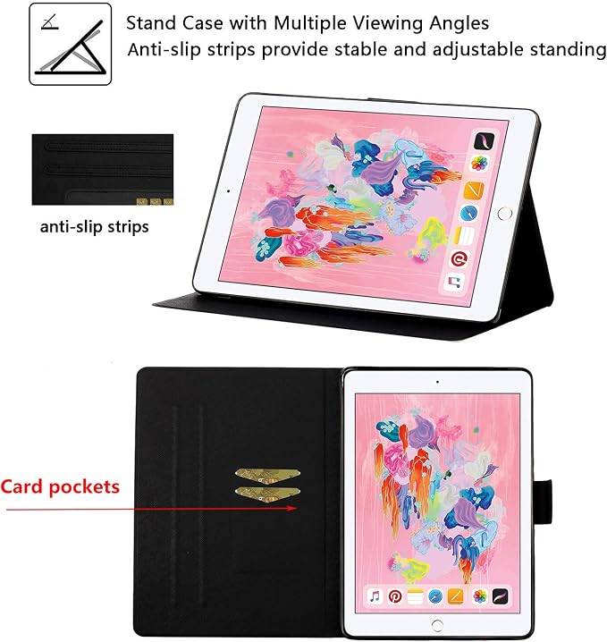 for Apple iPad 10.2 Case 2021/2020/2019 iPad 9th/8th/7th Generation Smart Cover with Pencil Holder [Auto Wake/Sleep] PU Leather Stand Folio Tri-fold Shockproof Thin Shell Colored Graffiti