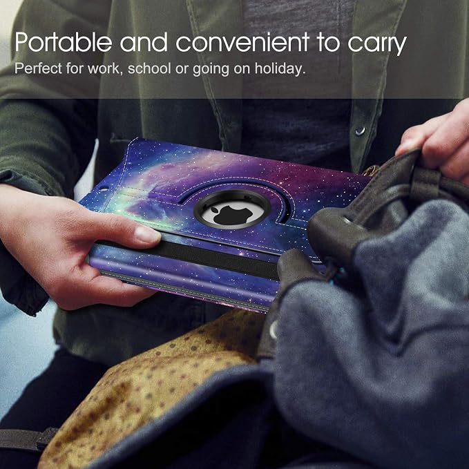 Fintie 360° Rotating Case for iPad 9th / 8th / 7th Generation 10.2 Inch | Swivel Stand Portrait &amp Landscape Viewing Shockproof Cover with Pencil Holder Auto Wake/Sleep Aqua Wave