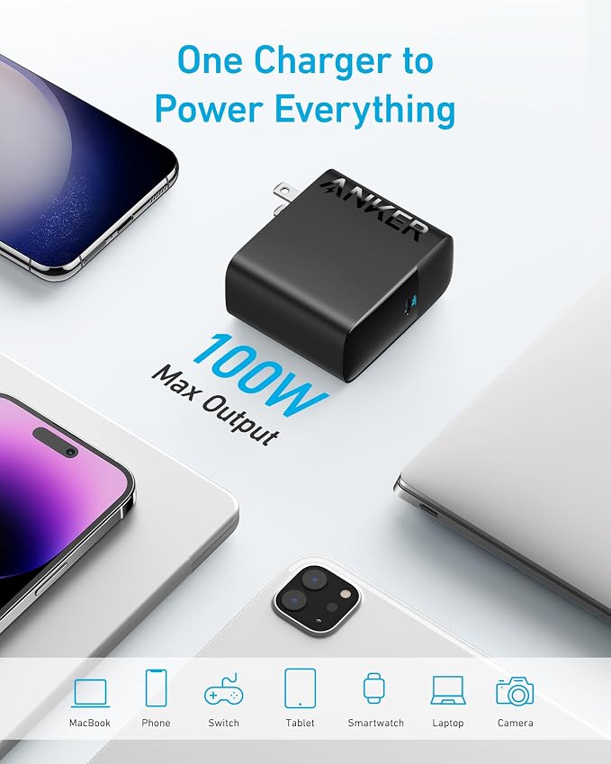 Anker Docking Station for Steam Deck/ROG Ally 6-in-1 Steam Deck Dock USB C Hub with HDMI 4K@60Hz 1Gbps Ethernet &amp Mac Book Pro Charger 100W USB C Charger Anker Compact and Foldable Fast Charg