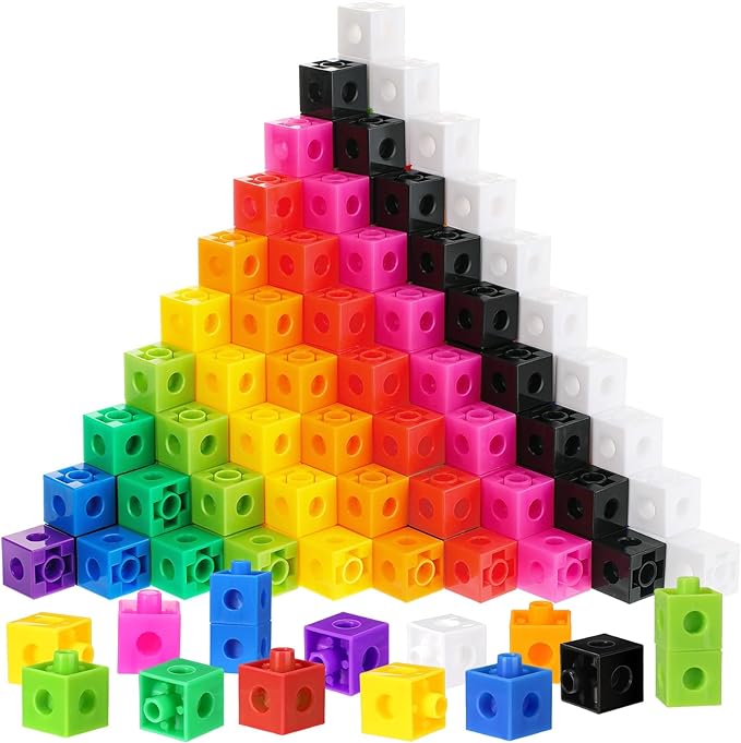 Jenaai 300 Pcs Counting Cubes, Plastic Connecting Blocks, Colorful Math Cubes, Math Manipulatives Classroom Learning Supplies, Preschool Learning Materials, Counting Toys(Classic Style)