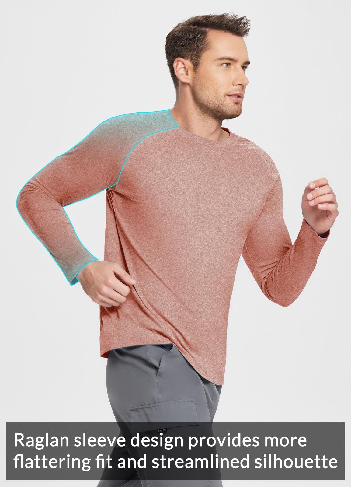 baleaf Men's Sun Protection Shirts Long Sleeve 01-Orange Red Heather L