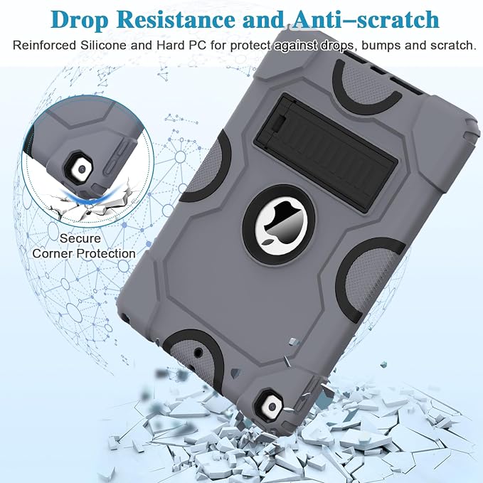 ZoneFoker for iPad 9th Generation Case iPad 8th 7th Generation Case iPad 10.2 Inch 2021/2020/2019 Case Heavy Duty Rugged Shockproof Protective Cover with Kickstand Black