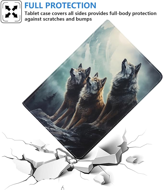 Case for Samsung Galaxy Tab S10 Plus 2024/ S9 Plus/ S9 FE Plus 5G 12.4 Inch 2023 Slim PU Leather Stand Folio Cover with Auto Wake Sleep Abstract Paint Dogs